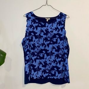 Blue butterfly scalloped tank top NWT